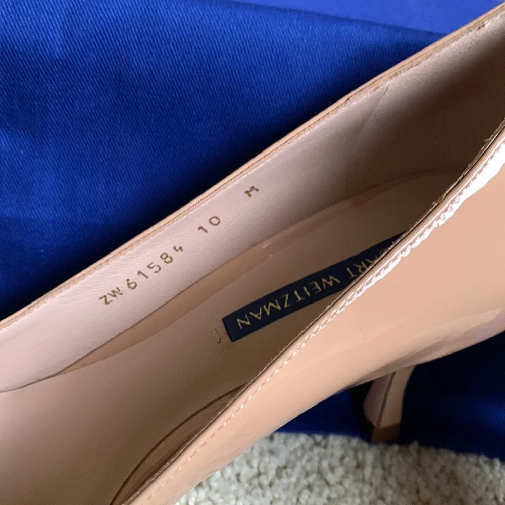 NIB Stuart Weitzman Patent Leather “Tippi” 70mm Heels, Adobe (nude) sz 10M - Picture 5 of 12